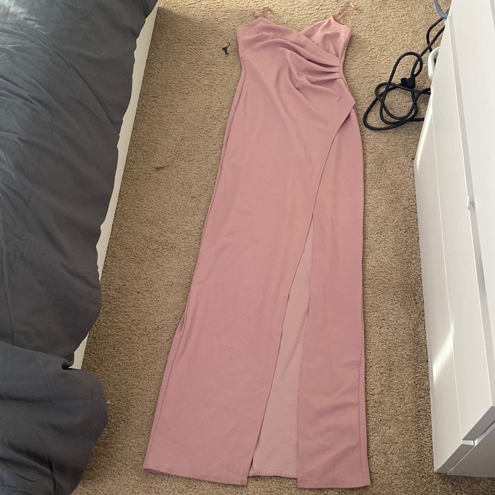 Pink long slit dress